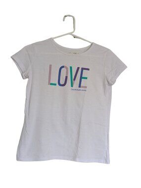 Calvin Klein Jeans Girls 14-16 White Love Graphic Tee Cotton Blend